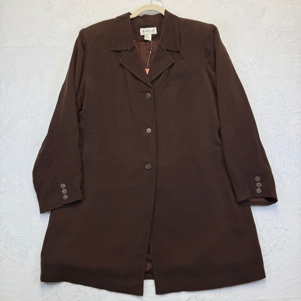 Diane von Furstenberg Silk Assets Brown Waffle Weave Blazer Coat NWT 1X